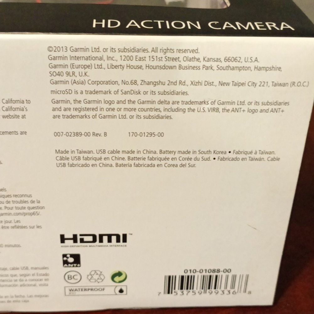 Garmin VIRB HD 1080p Action Camera - Black New never opened - Picture 8 of 8